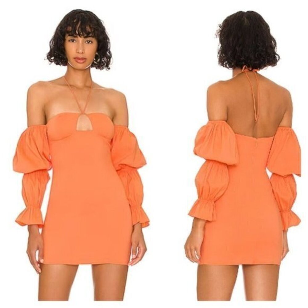 MORE TO COME Maxine Off Shoulder Dress - Orange Rust